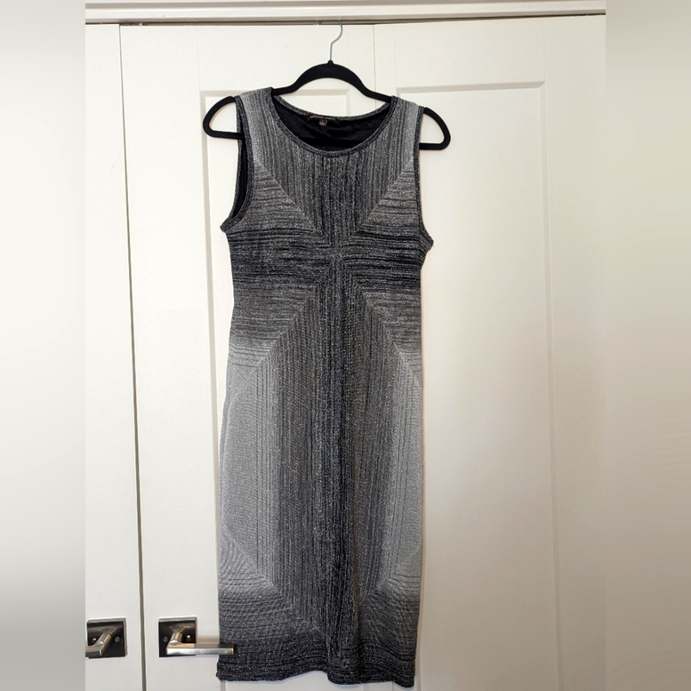 Adrienne Vittadini Metallic Silver Dress size L